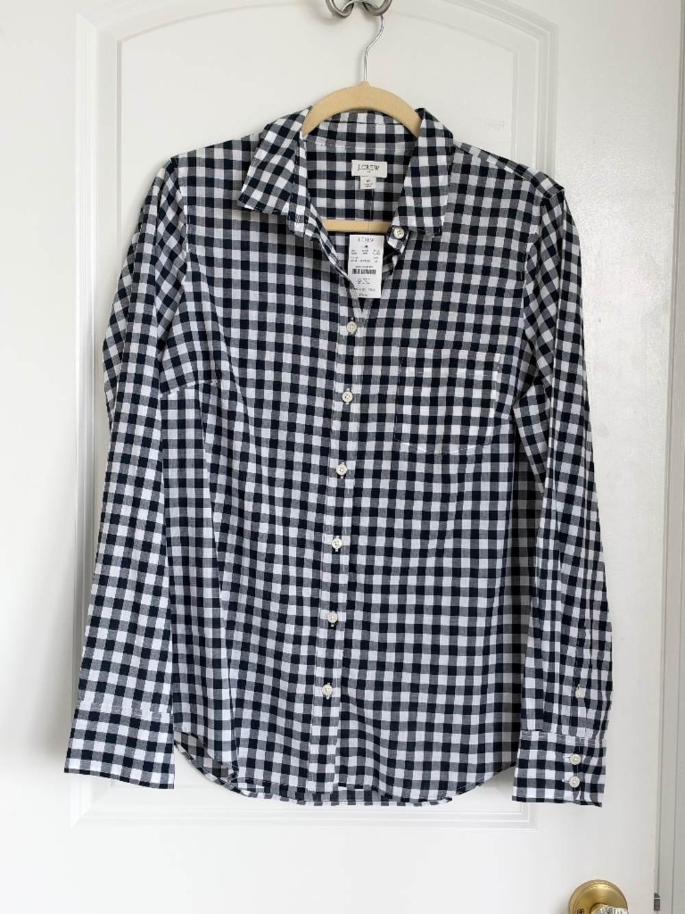 J Crew NWT Cotton Checked Shirt Navy Size M